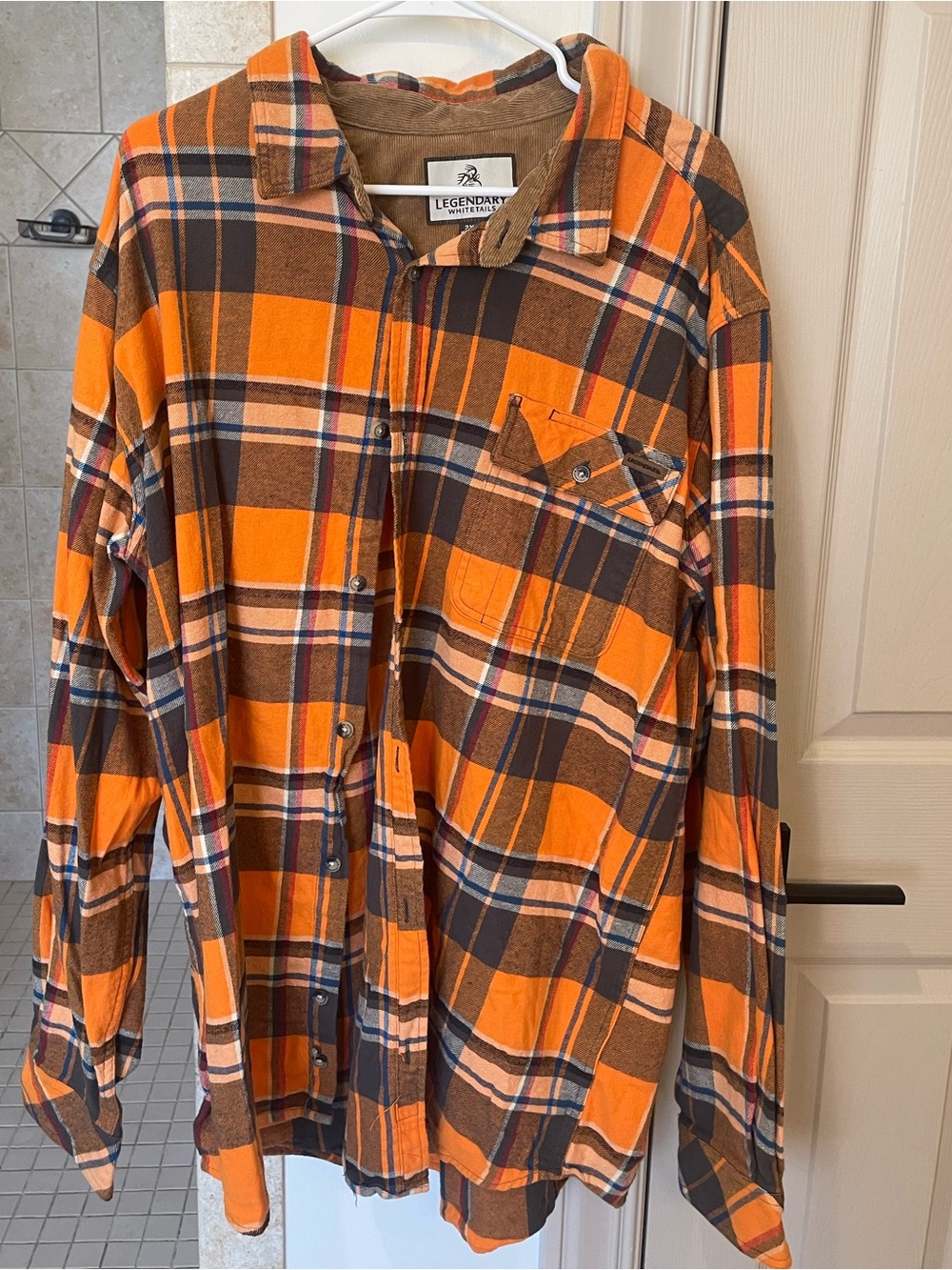 Legendary Whitetails Orange and Brown Plaid Button-Up Shirt
